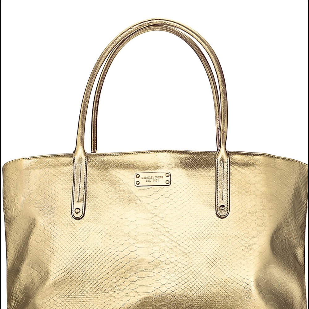Michael Kors Gold-Tone Metallic Tote Bag